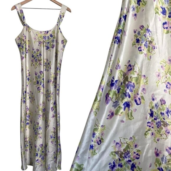 Vintage Natori x Neiman Marcus Floral Maxi Slip Dress Large - Picture 9 of 9